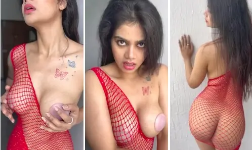 Beautiful Model In Net Dress Showing Her Moves Watch