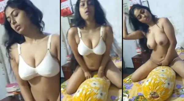 Desi Cute Girl Riding on Pillow her boobs Watch
